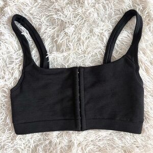 Victoria's Secret Black Ribbed Sports Bra / Front Closure (Large) / NWT